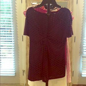 Express purple and black polka dot shirt